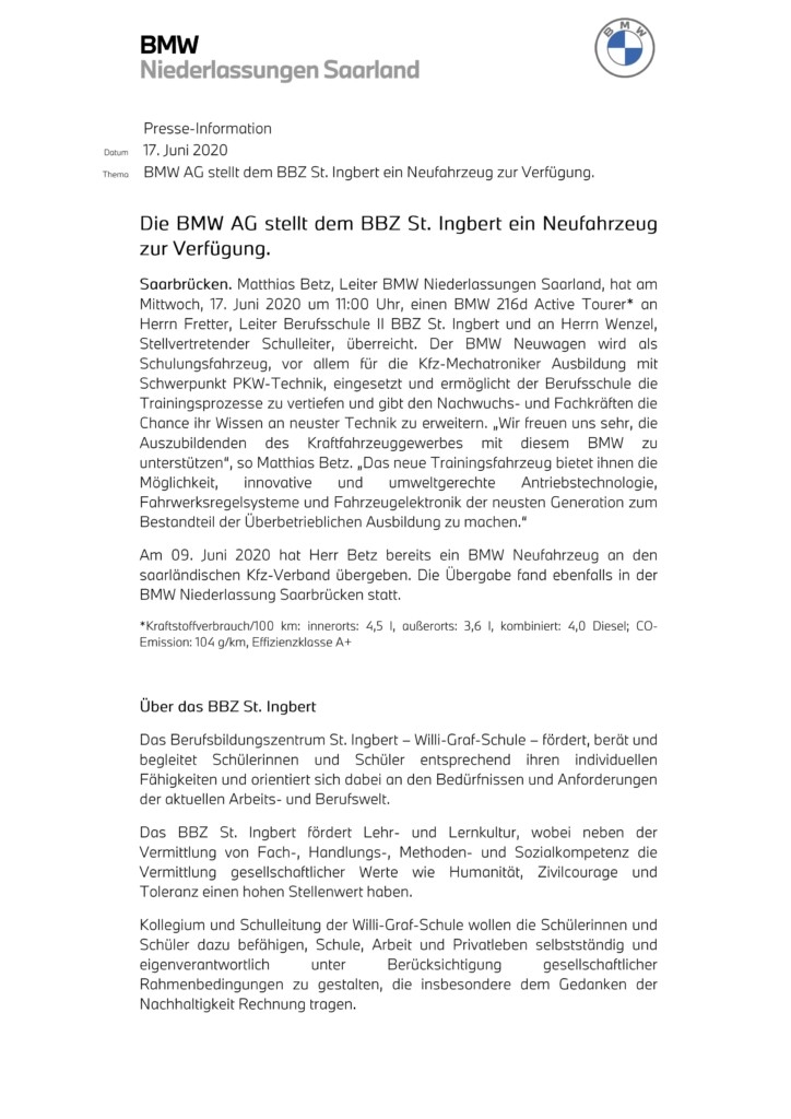 Pressemitteilung Fahrzeugübergabe BBZ 2020 PM21